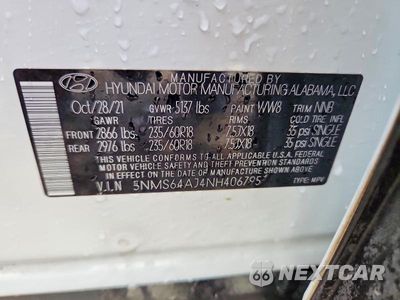 Zdjęcie 13 z 13 samochodu: 2022 HYUNDAI SANTA FE SEL VIN:5NMS64AJ4NH406795 - miniatura