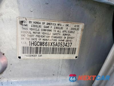 Zdjęcie 12 z 12 samochodu: 2005 HONDA ACCORD EX VIN:1HGCM668X5A053437 - miniatura