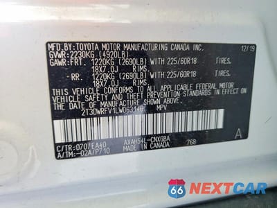 Zdjęcie 12 z 12 samochodu: 2020 TOYOTA RAV4 LIMITED VIN:2T3DWRFV1LW063146 - miniatura