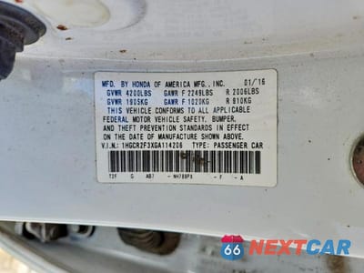 Zdjęcie 12 z 12 samochodu: 2016 HONDA ACCORD LX VIN:1HGCR2F3XGA114206 - miniatura