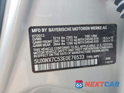 Zdjęcie 13 z 13 samochodu: 2014 BMW X3 XDRIVE35I VIN:5UXWX7C53E0E76533 - miniatura