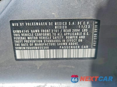 Zdjęcie 12 z 12 samochodu: 2024 VOLKSWAGEN JETTA SE VIN:3VWEM7BU0RM035308 - miniatura