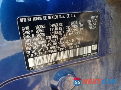 Zdjęcie 13 z 13 samochodu: 2016 HONDA HR-V EX VIN:3CZRU6H56GM768940 - miniatura