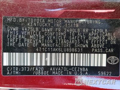 Zdjęcie 12 z 12 samochodu: 2020 TOYOTA CAMRY LE VIN:4T1C11AK6LU898631 - miniatura