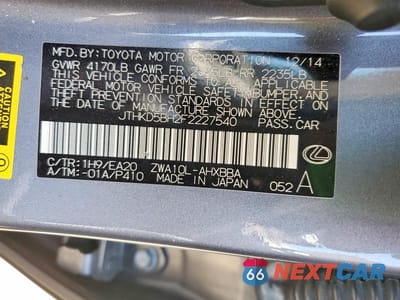 Zdjęcie 12 z 12 samochodu: 2015 LEXUS CT 200 VIN:JTHKD5BH2F2227540 - miniatura