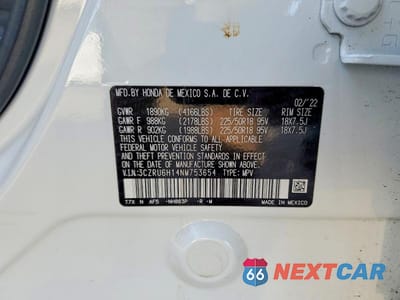 Zdjęcie 13 z 13 samochodu: 2022 HONDA HR-V SPORT VIN:3CZRU6H14NM753654 - miniatura