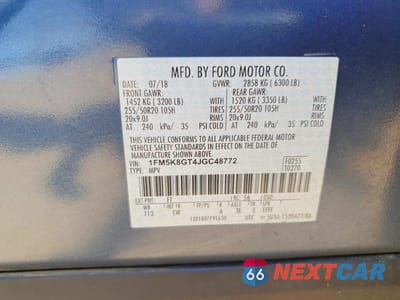 Zdjęcie 13 z 13 samochodu: 2018 FORD EXPLORER SPORT VIN:1FM5K8GT4JGC48772 - miniatura