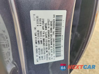 Zdjęcie 12 z 12 samochodu: 2017 HONDA ACCORD LX VIN:1HGCR2F34HA114641 - miniatura