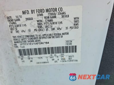 Zdjęcie 12 z 12 samochodu: 2010 FORD F150 SUPER CAB VIN:1FTFX1EV1AFD60084 - miniatura