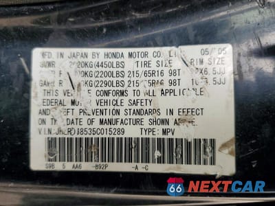 Zdjęcie 13 z 13 samochodu: 2005 HONDA CR-V LX VIN:JHLRD68535C015289 - miniatura