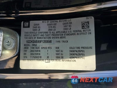 Zdjęcie 12 z 12 samochodu: 2015 CHEVROLET COLORADO VIN:1GCHSAEA9F1260646 - miniatura