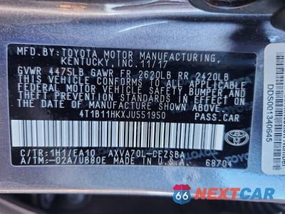 Zdjęcie 12 z 12 samochodu: 2018 TOYOTA CAMRY SE VIN:4T1B11HKXJU551950 - miniatura