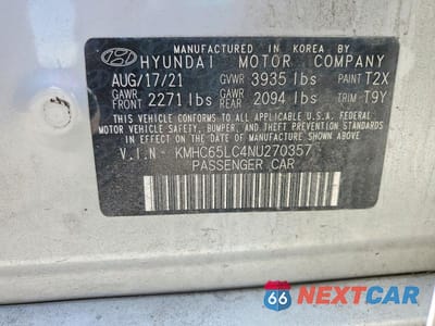Zdjęcie 12 z 12 samochodu: 2022 HYUNDAI IONIQ BLUE VIN:KMHC65LC4NU270357 - miniatura