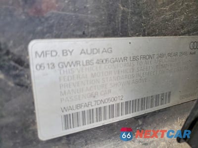 Zdjęcie 12 z 12 samochodu: 2013 AUDI A4 PREMIUM VIN:WAUBFAFL7DN050012 - miniatura