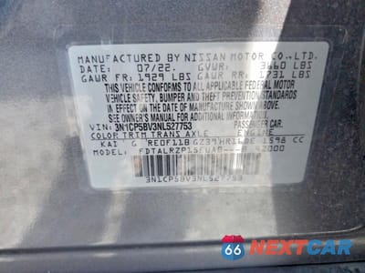 Zdjęcie 13 z 13 samochodu: 2022 NISSAN KICKS S VIN:3N1CP5BV3NL527753 - miniatura