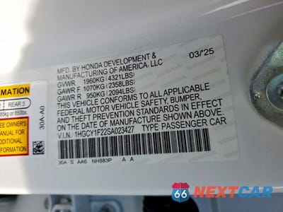 Zdjęcie 13 z 13 samochodu: 2025 HONDA ACCORD LX VIN:1HGCY1F22SA023427 - miniatura