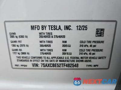 Zdjęcie 13 z 13 samochodu: 2026 TESLA MODEL X VIN:7SAXCBE52TF482548 - miniatura