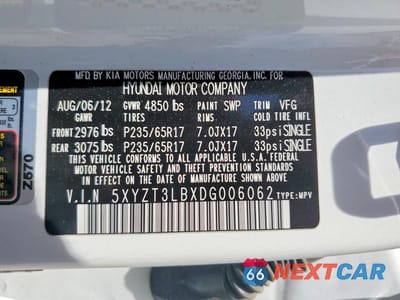 Zdjęcie 12 z 12 samochodu: 2013 HYUNDAI SANTA FE SPORT 2.4L VIN:5XYZT3LBXDG006062 - miniatura