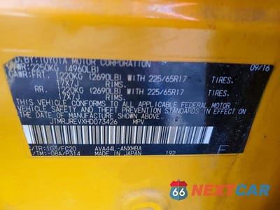Zdjęcie 13 z 13 samochodu: 2017 TOYOTA RAV4 HYBRID LE PLUS VIN:JTMRJREVXHD073426 - miniatura