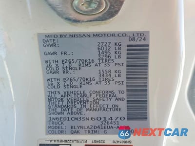 Zdjęcie 12 z 12 samochodu: 2025 NISSAN FRONTIER S VIN:1N6ED1CM3SN601470 - miniatura