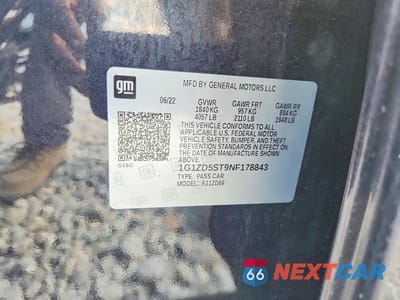Zdjęcie 12 z 12 samochodu: 2022 CHEVROLET MALIBU LT VIN:1G1ZD5ST9NF178843 - miniatura