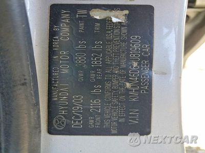 Zdjęcie 12 z 12 samochodu: 2004 HYUNDAI ELANTRA GLS VIN:KMHDN46D64U819609 - miniatura