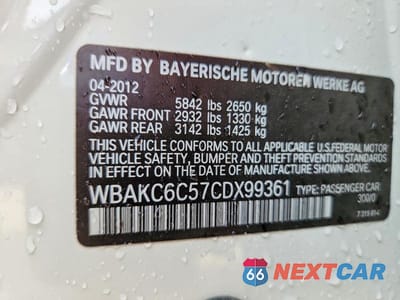 Zdjęcie 12 z 12 samochodu: 2012 BMW 750 XI VIN:WBAKC6C57CDX99361 - miniatura