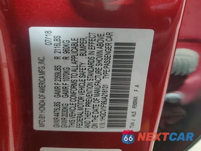 Zdjęcie 13 z 13 samochodu: 2018 HONDA ACCORD TOURING VIN:1HGCV1F99JA216131 - miniatura