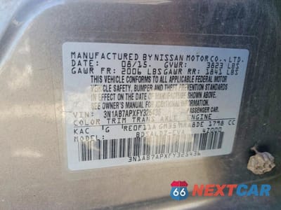 Zdjęcie 12 z 12 samochodu: 2015 NISSAN SENTRA SV VIN:3N1AB7APXFY325436 - miniatura
