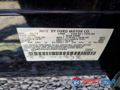 Zdjęcie 14 z 14 samochodu: 2019 FORD EDGE SEL VIN:2FMPK4J91KBC33668 - miniatura