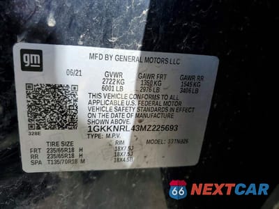 Zdjęcie 13 z 13 samochodu: 2021 GMC ACADIA SLE VIN:1GKKNRL43MZ225693 - miniatura