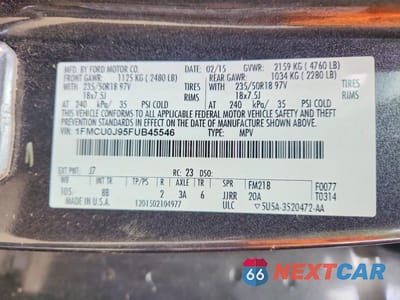 Zdjęcie 13 z 13 samochodu: 2015 FORD ESCAPE TITANIUM VIN:1FMCU0J95FUB45546 - miniatura
