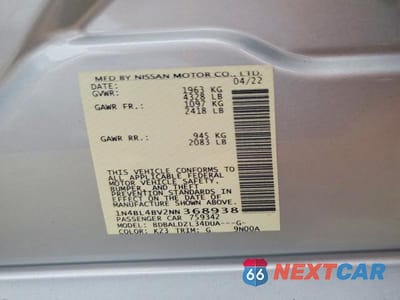 Zdjęcie 13 z 13 samochodu: 2022 NISSAN ALTIMA S VIN:1N4BL4BV2NN368938 - miniatura