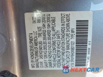 Zdjęcie 12 z 12 samochodu: 2022 HONDA PASSPORT ELITE VIN:5FNYF8H0XNB011021 - miniatura