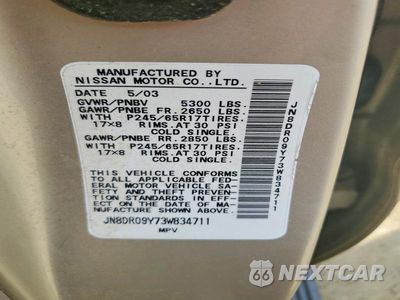 Zdjęcie 13 z 13 samochodu: 2003 NISSAN PATHFINDER SE VIN:JN8DR09Y73W834711 - miniatura