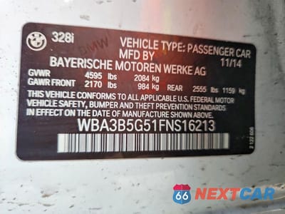 Zdjęcie 12 z 12 samochodu: 2015 BMW 328 XI SULEV VIN:WBA3B5G51FNS16213 - miniatura