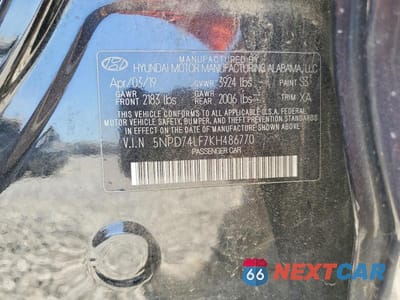 Zdjęcie 12 z 12 samochodu: 2019 HYUNDAI ELANTRA SE VIN:5NPD74LF7KH486770 - miniatura