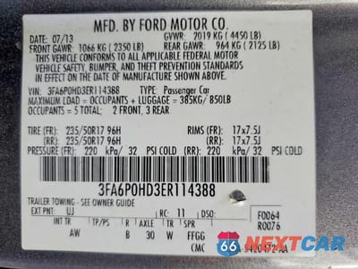 Zdjęcie 12 z 12 samochodu: 2014 FORD FUSION SE VIN:3FA6P0HD3ER114388 - miniatura