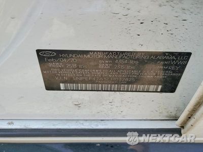 Zdjęcie 12 z 12 samochodu: 2020 HYUNDAI SONATA SEL VIN:5NPEF4JA5LH032825 - miniatura