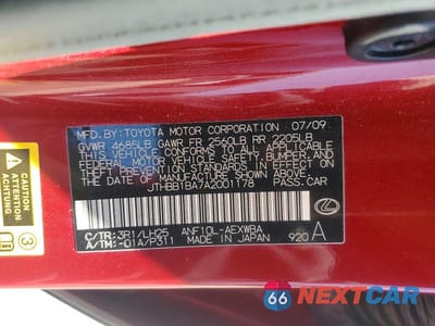 Zdjęcie 12 z 12 samochodu: 2010 LEXUS HS 250H VIN:JTHBB1BA7A2001178 - miniatura