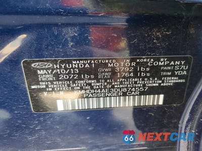 Zdjęcie 12 z 12 samochodu: 2013 HYUNDAI ELANTRA GLS VIN:KMHDH4AE3DU874557 - miniatura