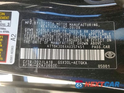 Zdjęcie 12 z 12 samochodu: 2010 TOYOTA AVALON XLS VIN:4T1BK3DBXAU357451 - miniatura