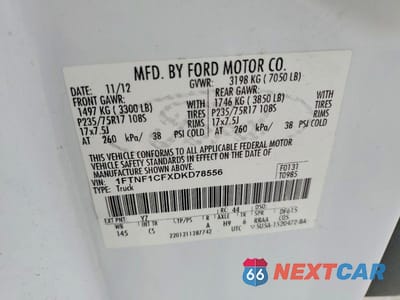 Zdjęcie 12 z 12 samochodu: 2013 FORD F150 VIN:1FTNF1CFXDKD78556 - miniatura