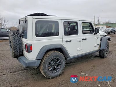 Trzecie zdjęcie samochodu z tyłu: 2021 JEEP WRANGLER UNLIMITED SPORT VIN:1C4HJXDG8MW631565 - miniatura