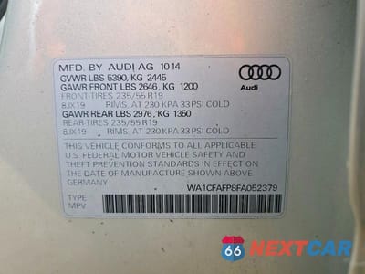 Zdjęcie 13 z 13 samochodu: 2015 AUDI Q5 PREMIUM VIN:WA1CFAFP8FA052379 - miniatura