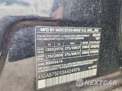 Zdjęcie 12 z 12 samochodu: 2003 MERZ M-CLASS VIN:4JGAB75E93A424976 - miniatura