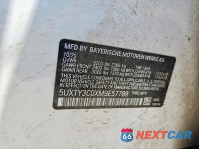 Zdjęcie 13 z 13 samochodu: 2021 BMW X3 SDRIVE30I VIN:5UXTY3C0XM9E57789 - miniatura