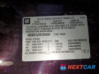 Zdjęcie 12 z 12 samochodu: 2008 CHEVROLET SILVERADO K1500 VIN:2GCEK13J781254248 - miniatura