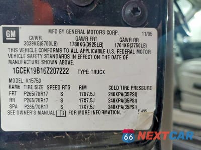 Zdjęcie 12 z 12 samochodu: 2006 CHEVROLET SILVERADO K1500 VIN:1GCEK19B16Z207222 - miniatura