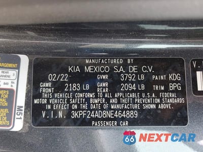 Zdjęcie 13 z 13 samochodu: 2022 KIA FORTE LXS VIN:3KPF24AD8NE464889 - miniatura